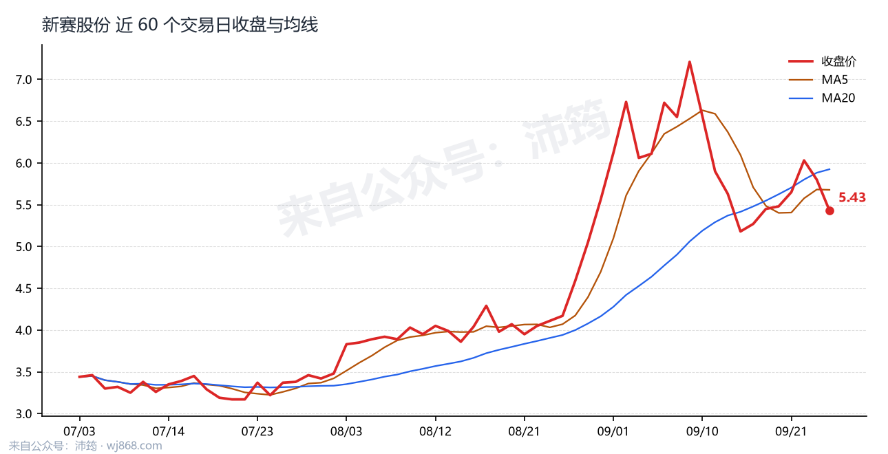 新赛股份 走势