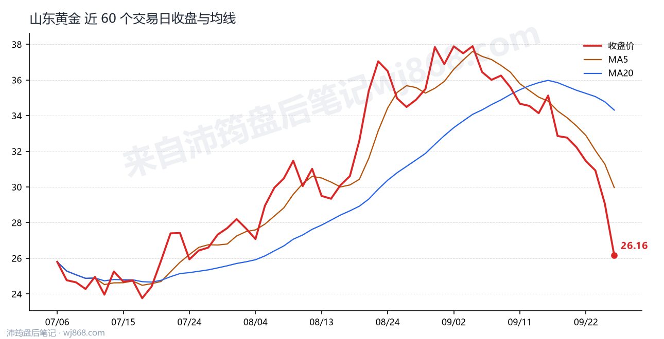 山东黄金 走势